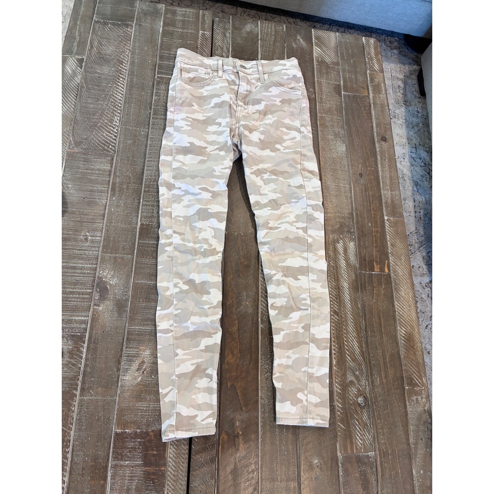 Levis 720 High Rise Super Skinny Crop Camo Jeans Tan Beige 24